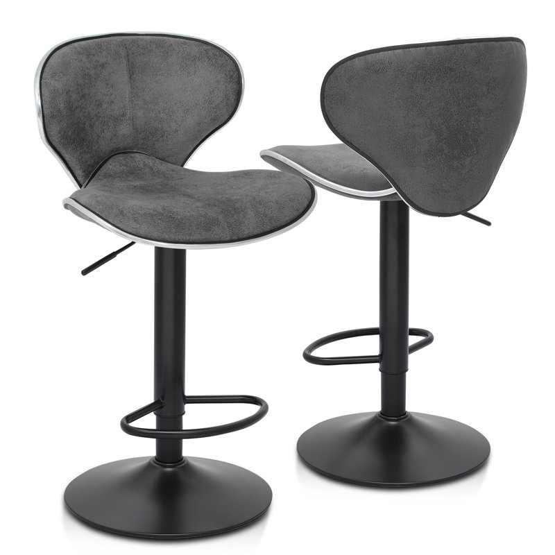 Moorebank PU Leather Swivel Bar Stools Modern Adjustable Height Bar Chairs with Backrest Perfect for Kitchen Counter or Island