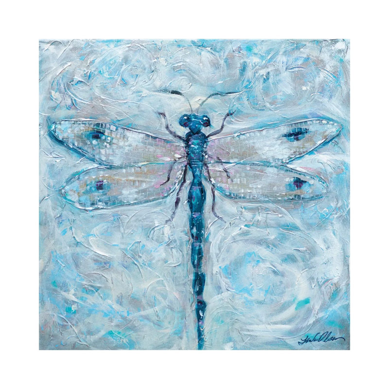 Dragonfly Blues - reproduction d'art murale encadrée, Toile tendue, Ne s’applique pas, H 12 po x l 12 po