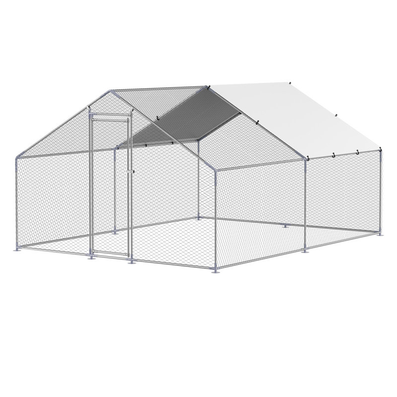 Poulailler en métal avec couvercle imperméable et cage de poulailler pour l'extérieur, H 5,71 po x l 11,81 po x P 76,77 po