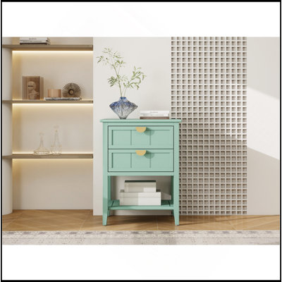Charmante table d'appoint à 2 tiroirs, de style américain, polyvalente pour les espaces domestiques