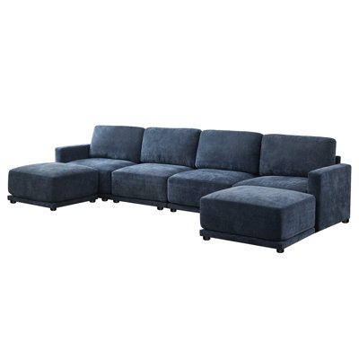 4 - Piece Sectional Sofa Set with 2 Ottomans