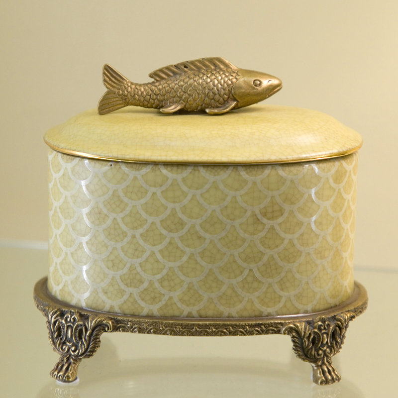 Porcelain Box With Bronze Fish