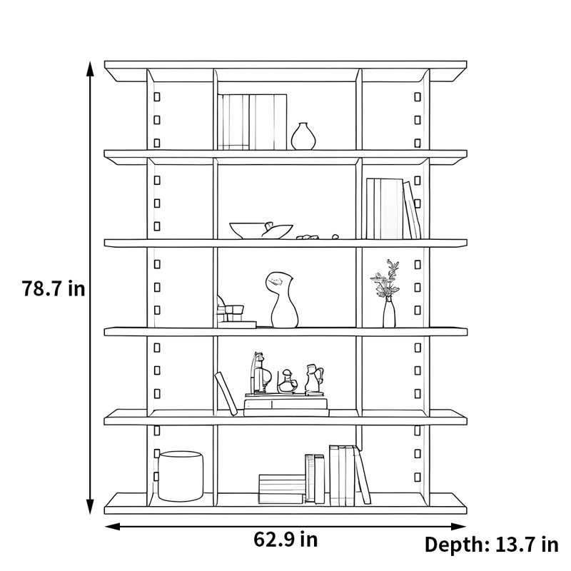 Une bibliothèque aux tendances personnalisées, (5 tablettes) H 78,7 po x l 62,9 po x P 13,7 po