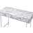 Rectangular Writing Desk With 2 Drawers, Engineered Stone Top And Chrome