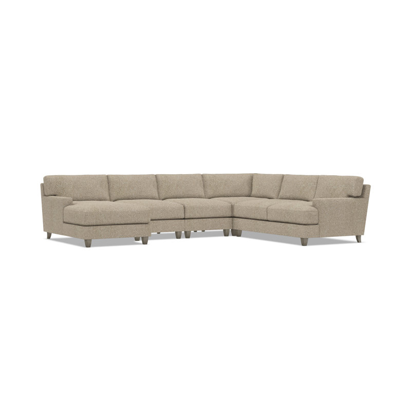 Bernhardt Mila 5-Piece Fabric Sectional, Left Hand Facing, Light Brown Polyester, 33.5" H x 137" W x 107" D