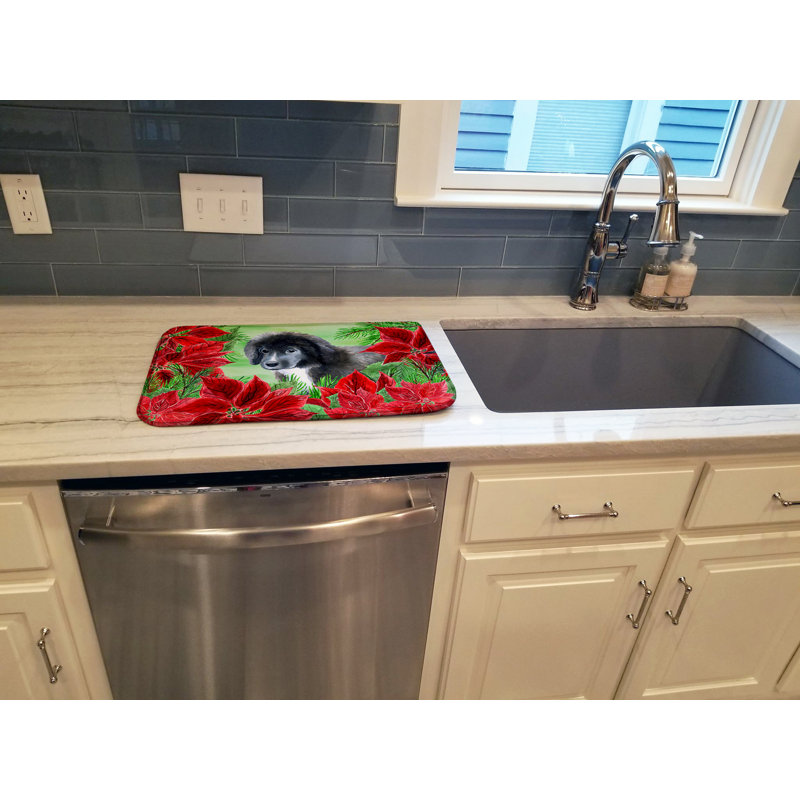 Tapis de séchage poinsettas chiot terre-neuve
