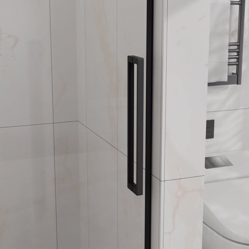 Porte de douche - Porte en verre de conception semi-sans cadre pour baignoire, verre trempé transparent de 1/4 po (6 mm) d'épaisseur avec revêtement facile à nettoyer, quincaillerie en acier inoxydable