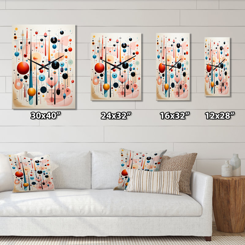 Horloge murale Crystalline Consciousness Retro Pastel III - Abstract Shapes, Moyen