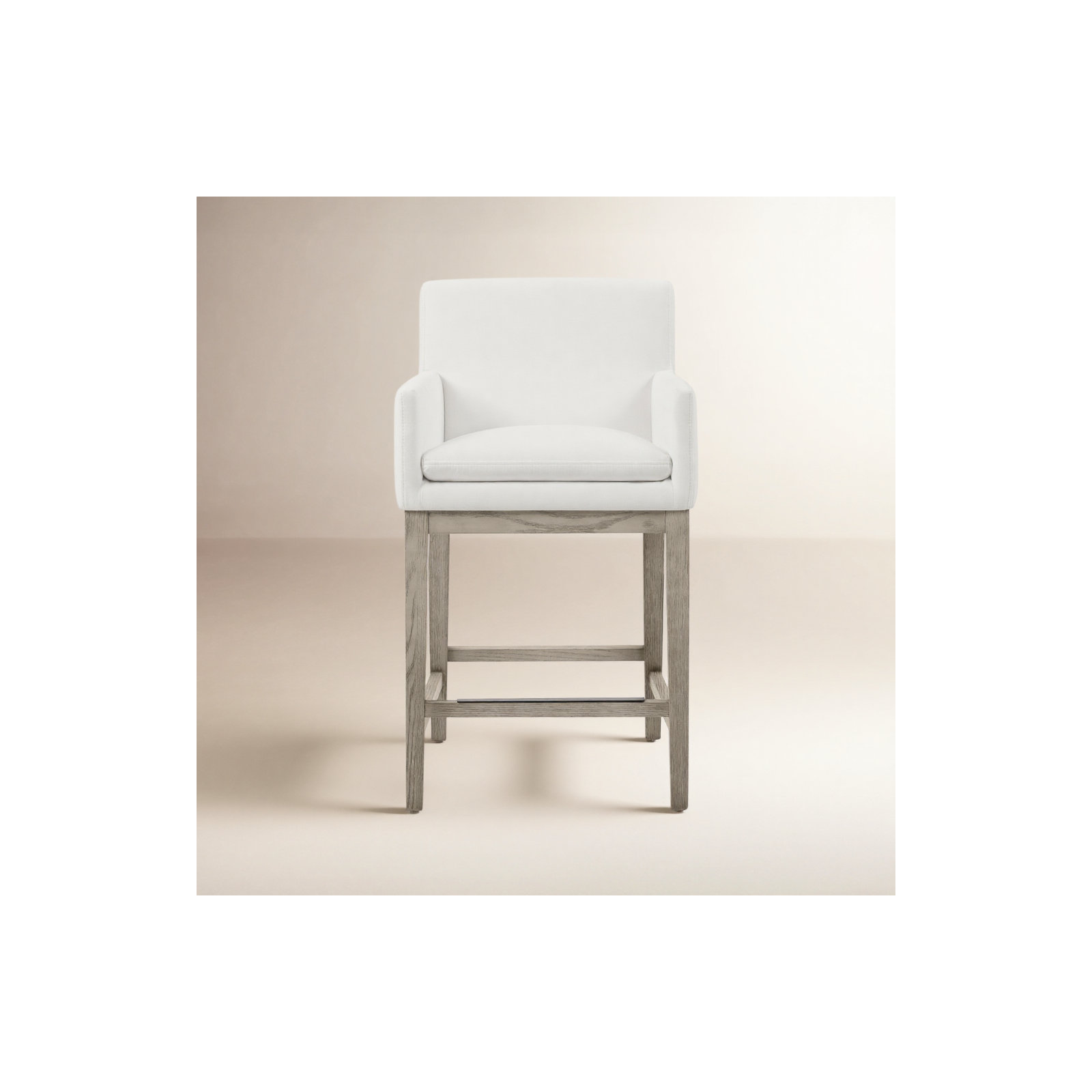 Bethea Counter Stool With Arms, Prestige Pearl Tweed