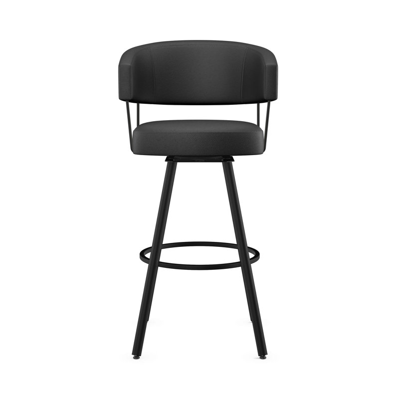 Ironim Swivel Upholstered Counter Stool with Metal Frame, Black, Counter Stool (27" Seat Height), Black