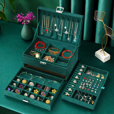 9.5"X6.9" Three Drawer Flannel Jewellery Box