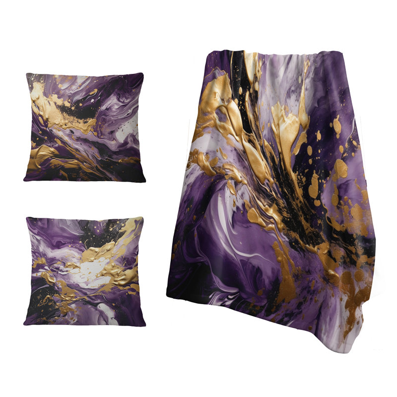 Jeté abstrait liquide et mauve Magic II, Blanket only (1 piece)