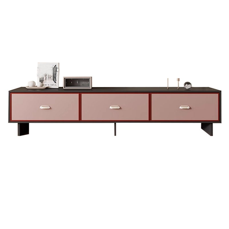 Nordic Minimalist Style Wood TV Stand, Black/Pink, 19.68"H x 78.74"L x 15.75"W