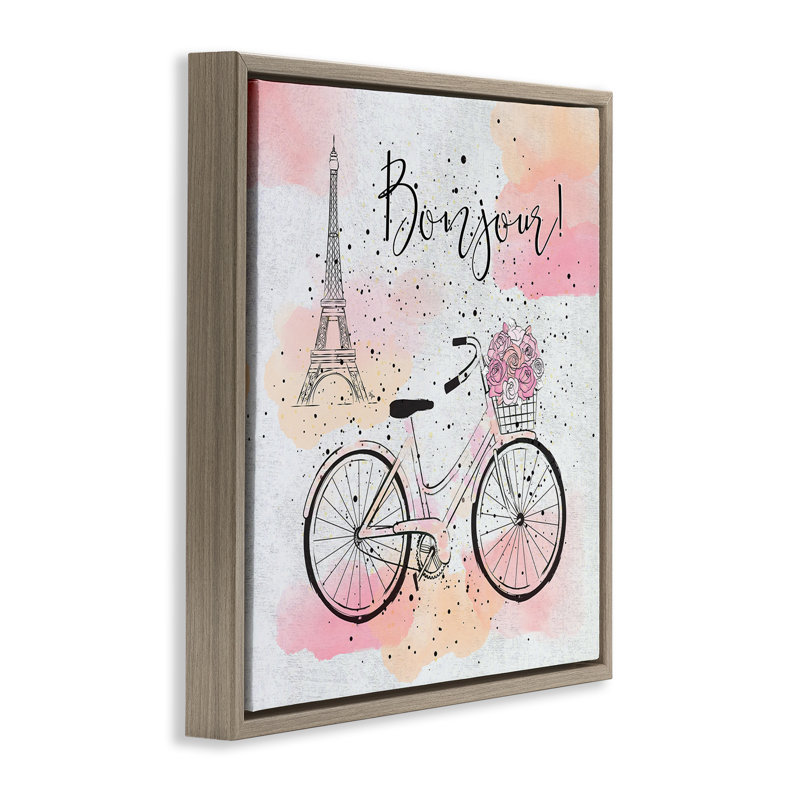 «Bonjour Paris» par Martina Pavlova, Cadre flottant orme Montalcino, H 25 po x l 25 po