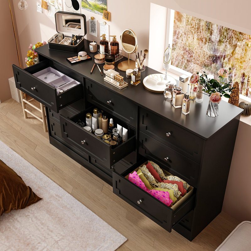12-Drawer Desser With Elegent Design, Black