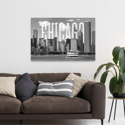 Chicago, horizon, monochrome, architecture abstraite, ville, art mural