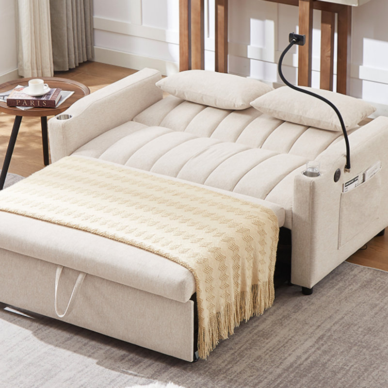 Canapé-lit Agon 55,9, Polyester beige