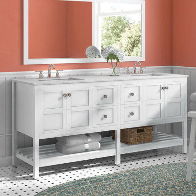 Krish 72'' Double Bathroom Vanity with Engineered Marble Top