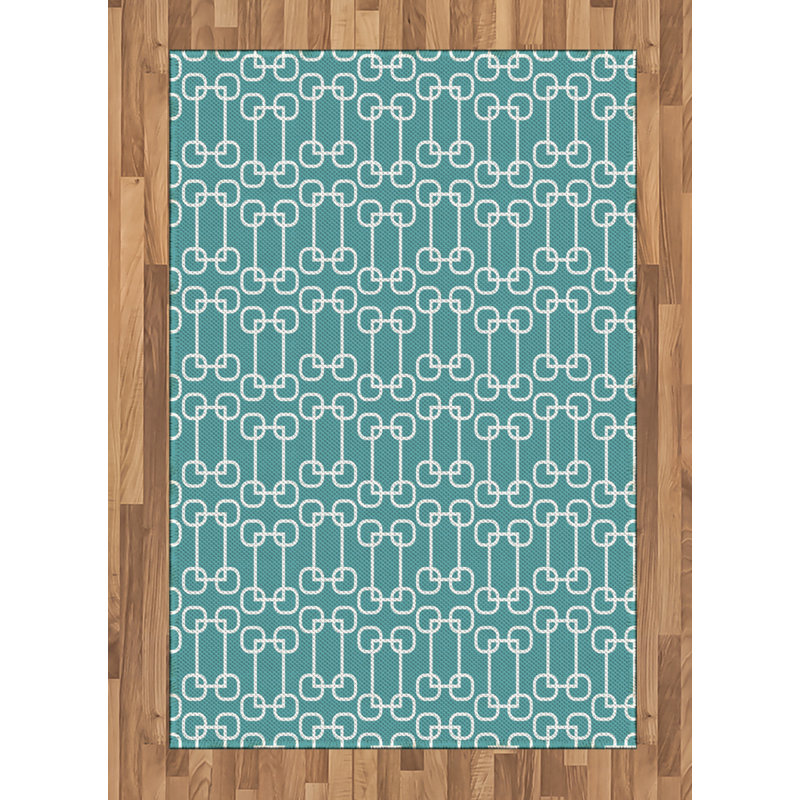 Tapis décoratif à longues fibres en polyester à haute densité turquoise, Rectangle— 4 pi x 5 pi 8 po
