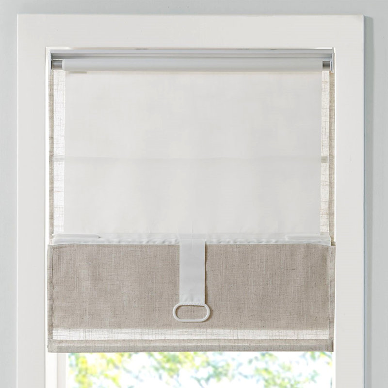 Store romain naturel sans cordon filtrant la lumière 35X64 po, L 35 po x L 64 po