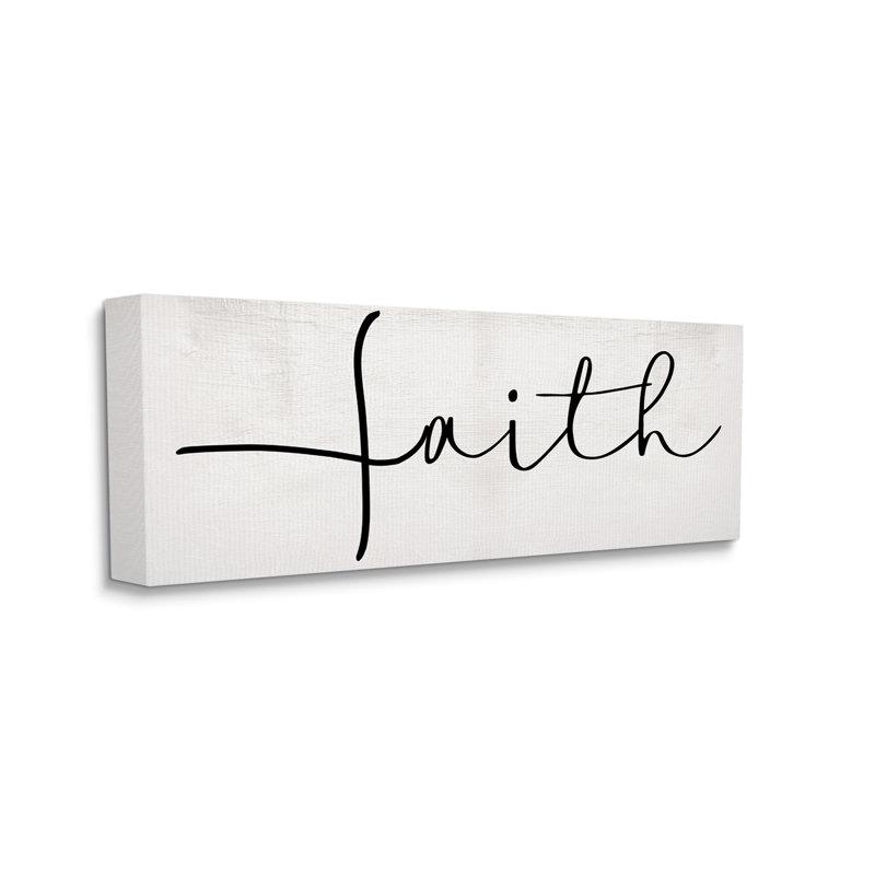 «Minimal Faith Text», typographie cursive élégante, Toile tendue, H 10 po x l 24 po x P 1,5 po