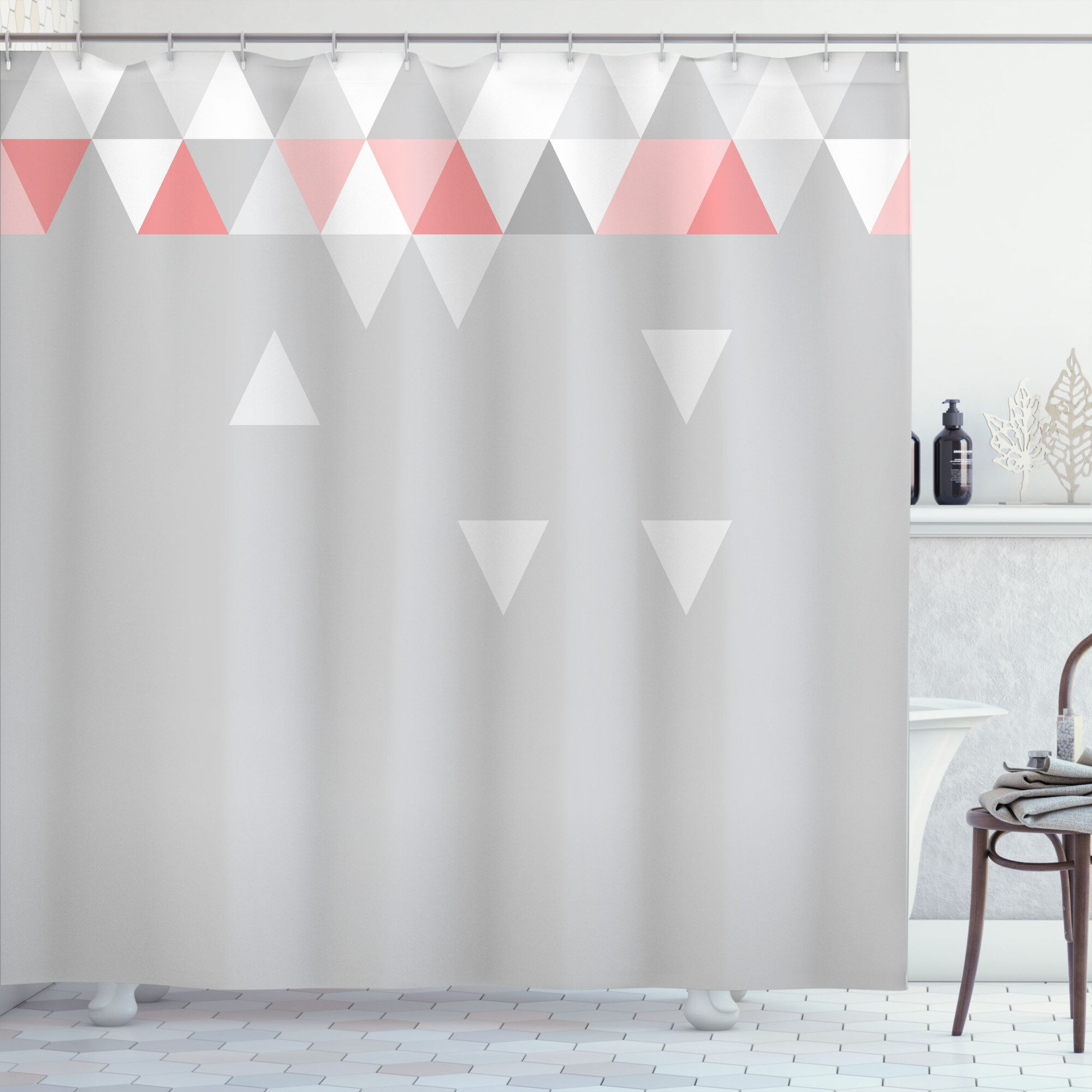 Bless international Geometric Shower Curtain with Hooks Included