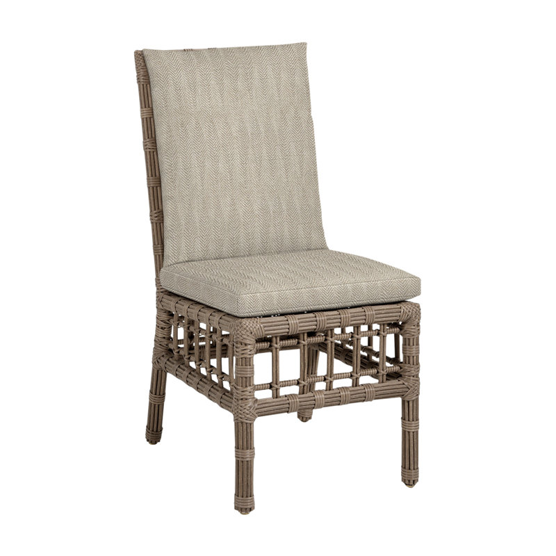 Chaise d'appoint d'extérieur en résine tressée Newport N-Dura, Pas de soudure, Chevron sable, Toile de jute Newport # 66
