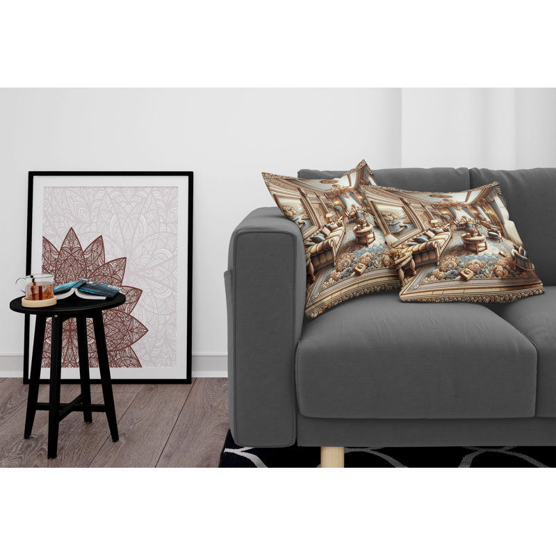 Ginger and Blue Microfiber Reversible Throw Pillow Covers, Set of 2