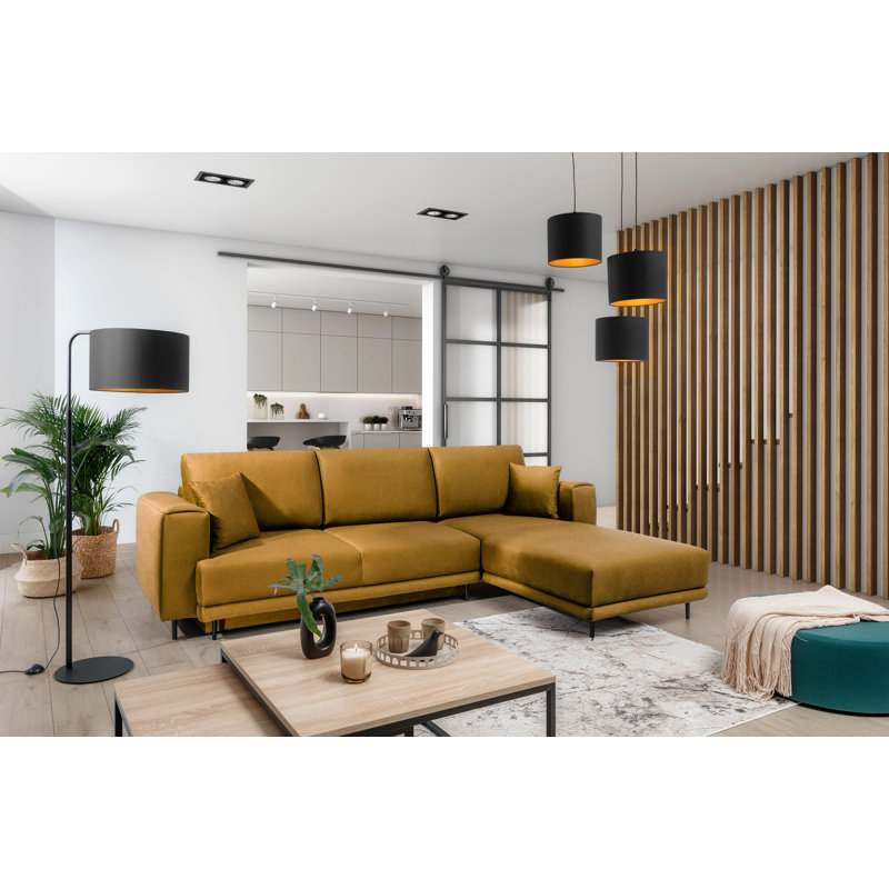 Aecca 4 Seater Sofa Bed, Yellow, Right facing