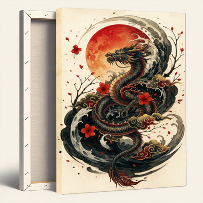 Dragon Moon, reproduction d'art sur toile, ensemble de 1