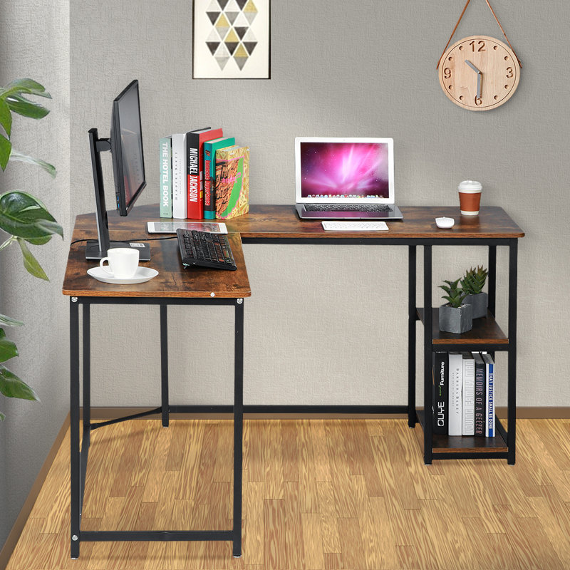Marko L-Shaped Metal Base Computer Desk