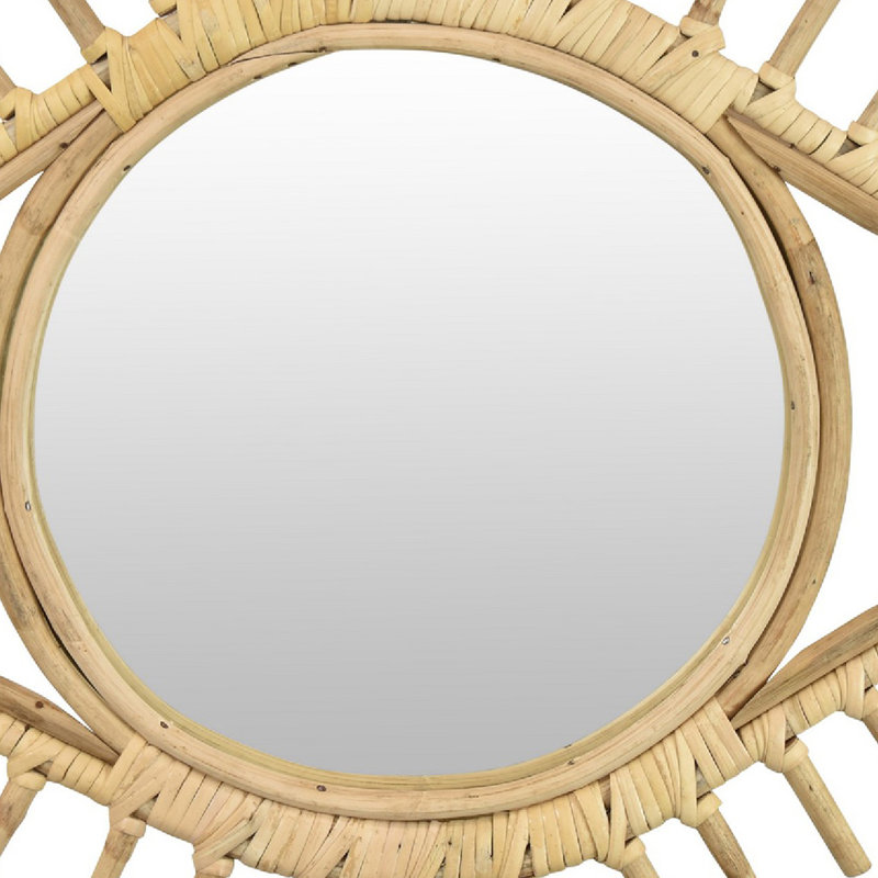 Miroir mural Greta, structure Sunburst, fibre naturelle