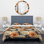 Mosaic Beige and Orange Botanicals - Ensemble de housse de couette à motif floral