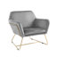 Fauteuil d'appoint l 29,5 po en velours gris avec base en métal-237532927