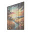 Coucher de soleil sur les champs merveilleux - Art sur bois de pin naturel-698504034
