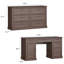 Ensemble de bureau d'ordinateur 2 pièces, bureau d'écriture et commode 6 tiroirs Hailiey-1957258008