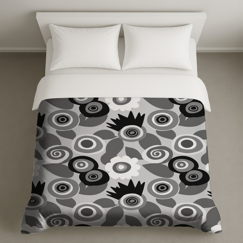 Housses de couette à motif floral monochrome, Très grand lit
