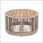 Ensemble de table industrielle rustique - table basse et table d'appoint avec corde tissée beige-129458315