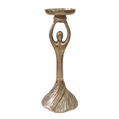Porte-pilier en aluminium doré D4.5X11.5 "avec motif abstrait de dame