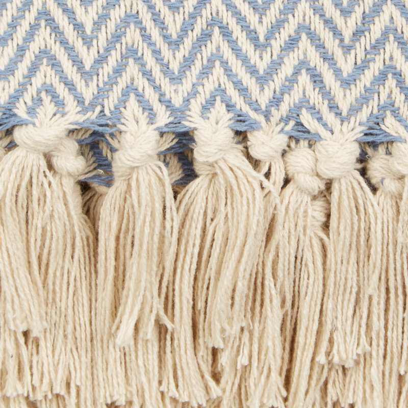 Jeté 100% coton , Bleu délavé à la pierre
