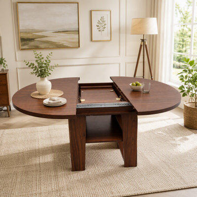 Table de salle à manger ronde extensible avec rallonge intégrée