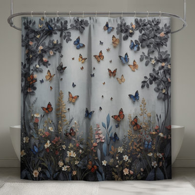 Butterflies And Wildflowers Shower Curtains Extra Long