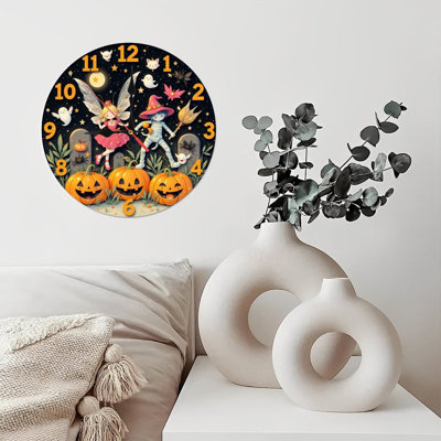 Horloge d'Halloween fée, citrouilles d'Halloween