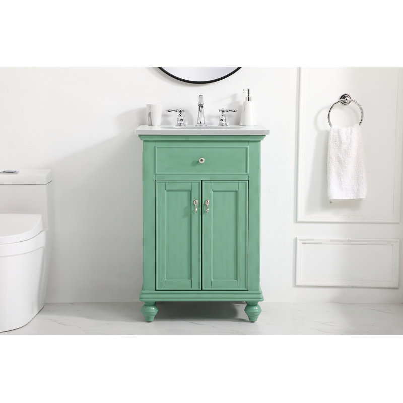 Otto 24'' Single Bathroom Vanity with Top, Vintage Mint, Ivory White