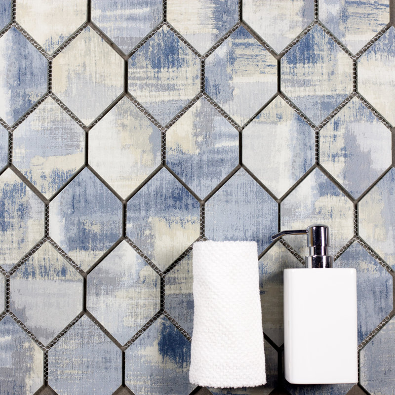 Modern Farmhouse Honeycomb 4" x 5" Glass Mosaic Tile