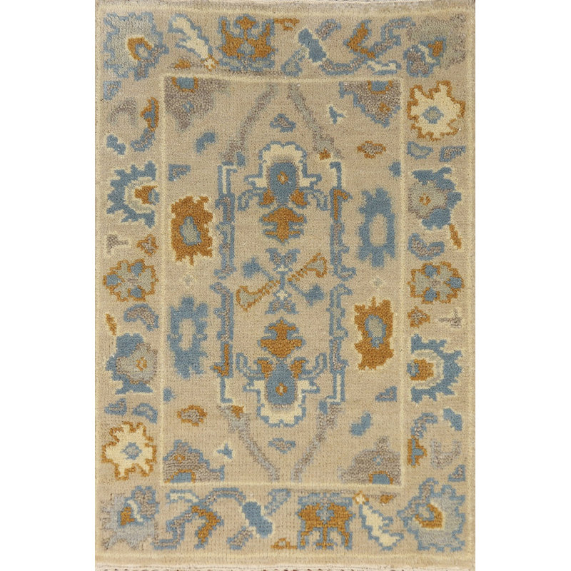 Tapis géométrique en laine Oushak