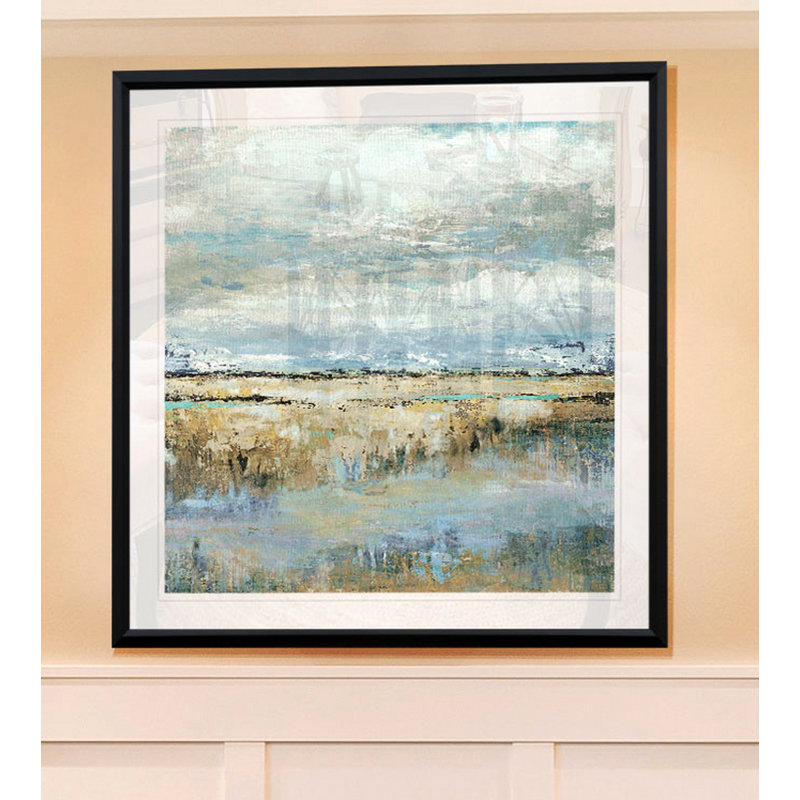 «Coastal Marsh», reproduction de peinture à l'huile, H 26,5 po x l 26,5 po, Impression encadrée, Plastique noir