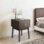Medieval-Modern Style Walnut Bedside Table, Bedroom Bedside Table With Metal Handles, 2-Piece Set