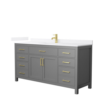Beckett 66" Freestanding Single Bathroom Vanity with Quartz Top