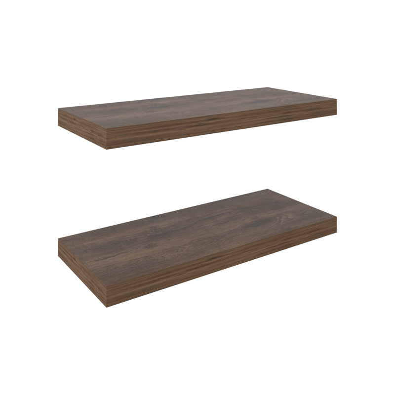Floating Shelves, Dark Brown, 2 Shelves, 1.50" H, Dark Brown